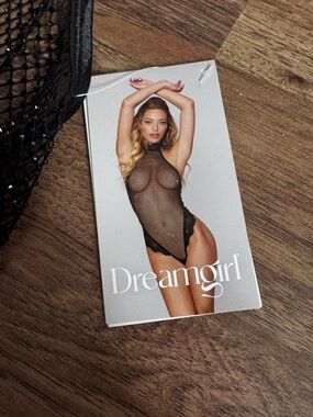 Dreamgirl Black Rhinestone Fishnet High-Neck Bodysuit